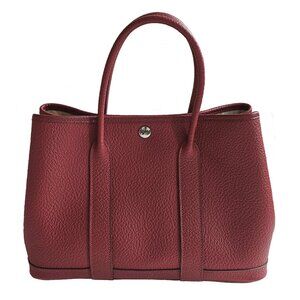 HERMES RED ROUGE GRENAT 30” VACHE COUNTRY GARDEN PARTY LEATHER TOTE